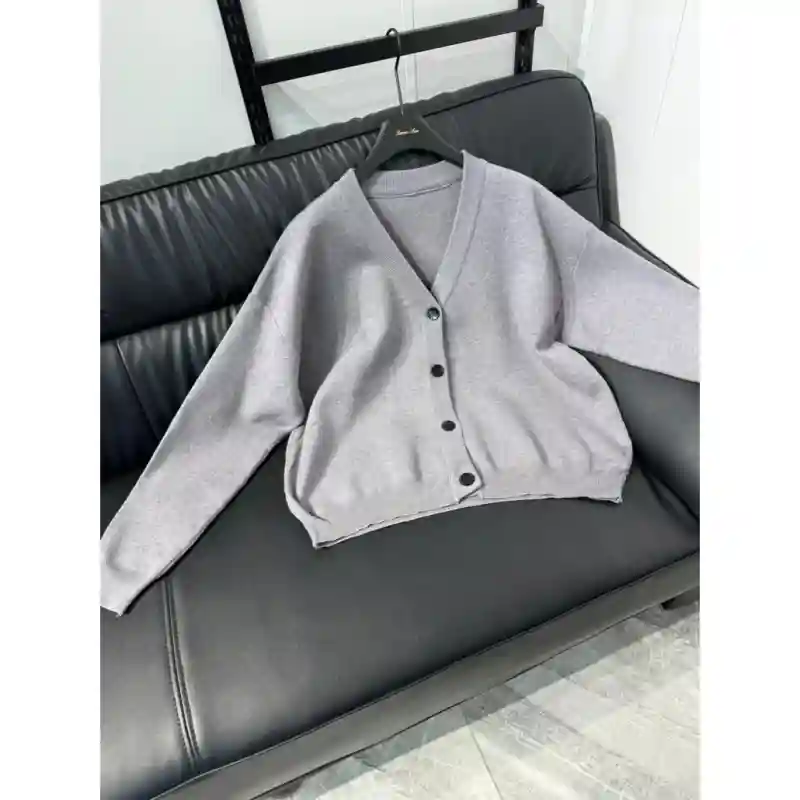 12211 - Женский базовый кардиган - Серый, размер стандарт оверсайз