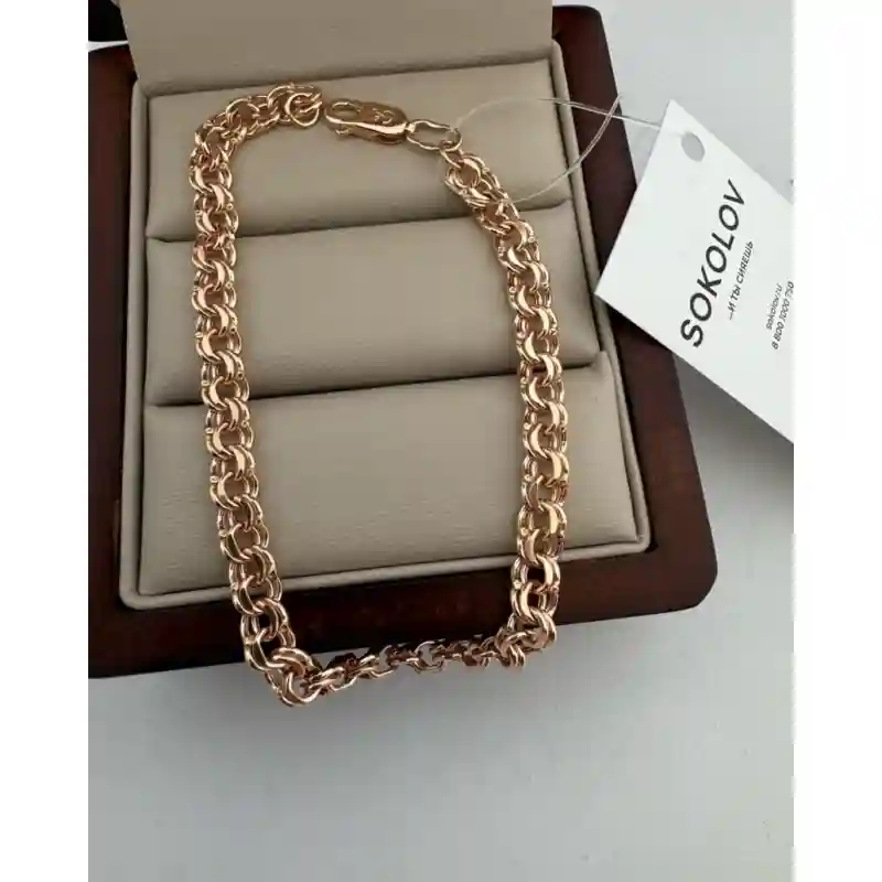 Браслет Zara Gold 490225979 длина 19 см, вес 4.75 г золото, плетение бисмарк