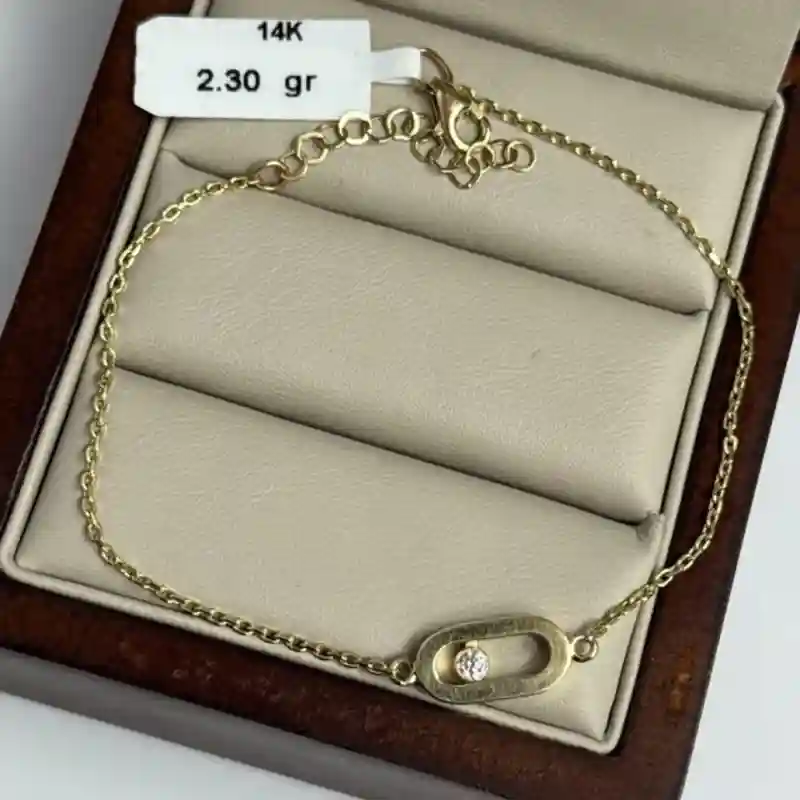 14634 Браслет из золота 14К с подвеской и фианитом