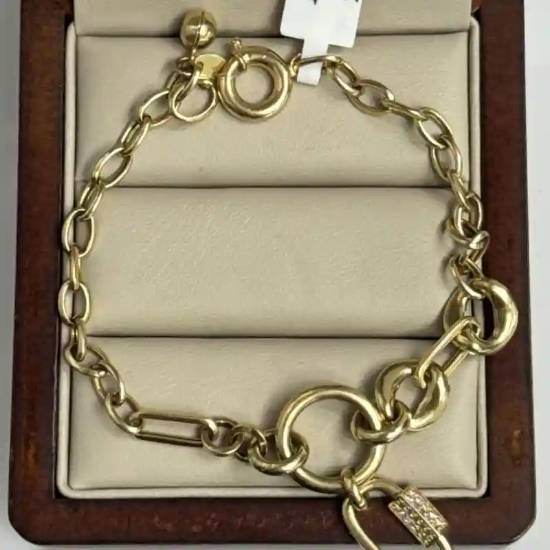 14645 Золотой браслет 14К с декоративной подвеской