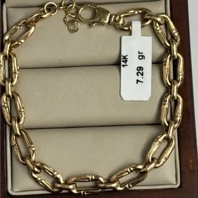 14646 Золотой браслет 14К «Бамбуковое плетение»