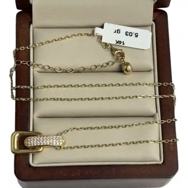 14659 Цепочка с подвеской «Пряжка» из золота 14К