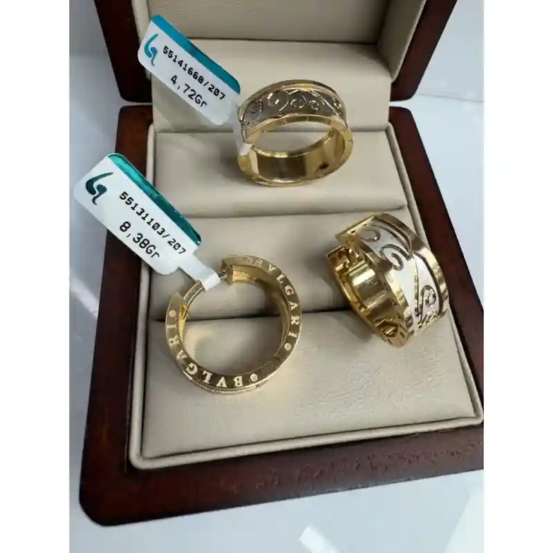 14695 Золотые серьги 14К с фианитами «Геометрия»