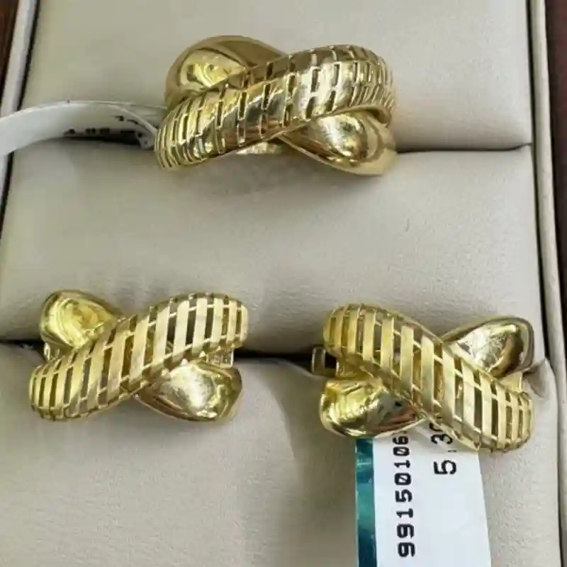 14730 Комплект золотых украшений «Переплетение»