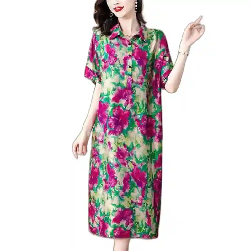 14836 - Шикарное платье атлас - Розово-зелёный 50