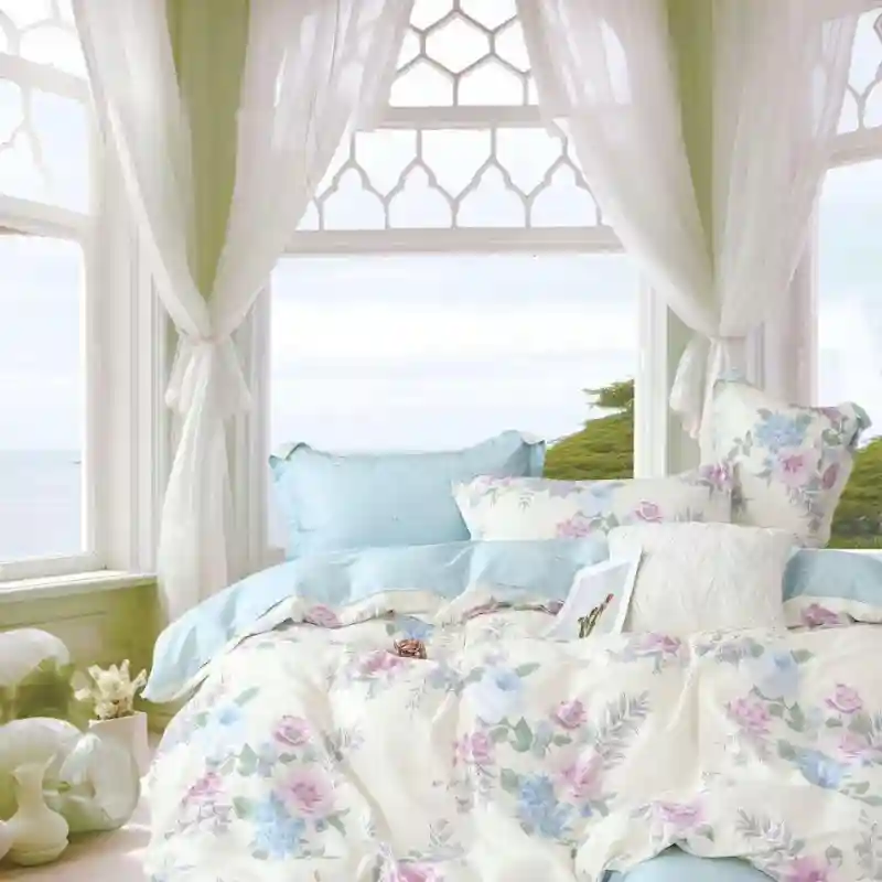 18230 Комплект постельного белья (голубое с цветами)