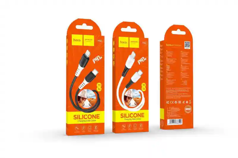 Кабель HOCO X82 Silicone USB Type-C, 3A, 1 м, силиконовый, быстрая зарядка, чёрн