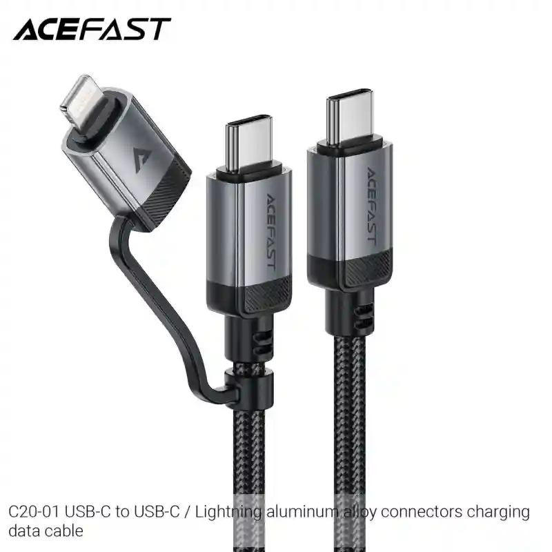 Кабель ACEFAST C20-01 USB-C to USB-C / Lightning (60W, 1.2м) Black