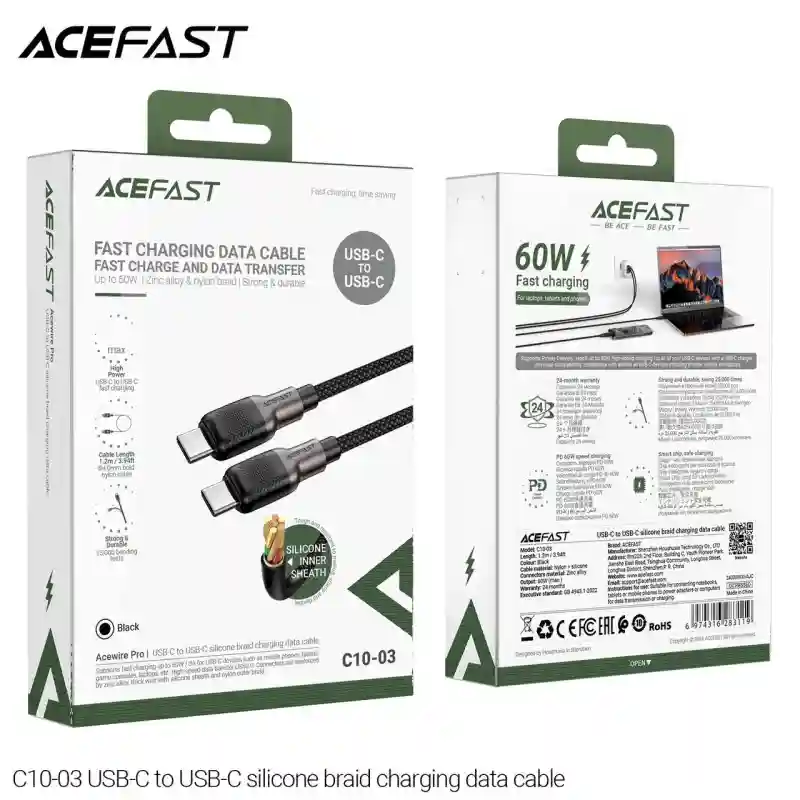 Кабель USB-C - USB-C ACEFAST C10-03 Acewire Pro 60W