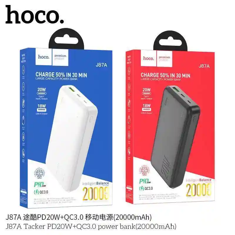 Внешний аккумулятор Hoco J87A Tacker (20000mAh) PD 20W / QC 3.0