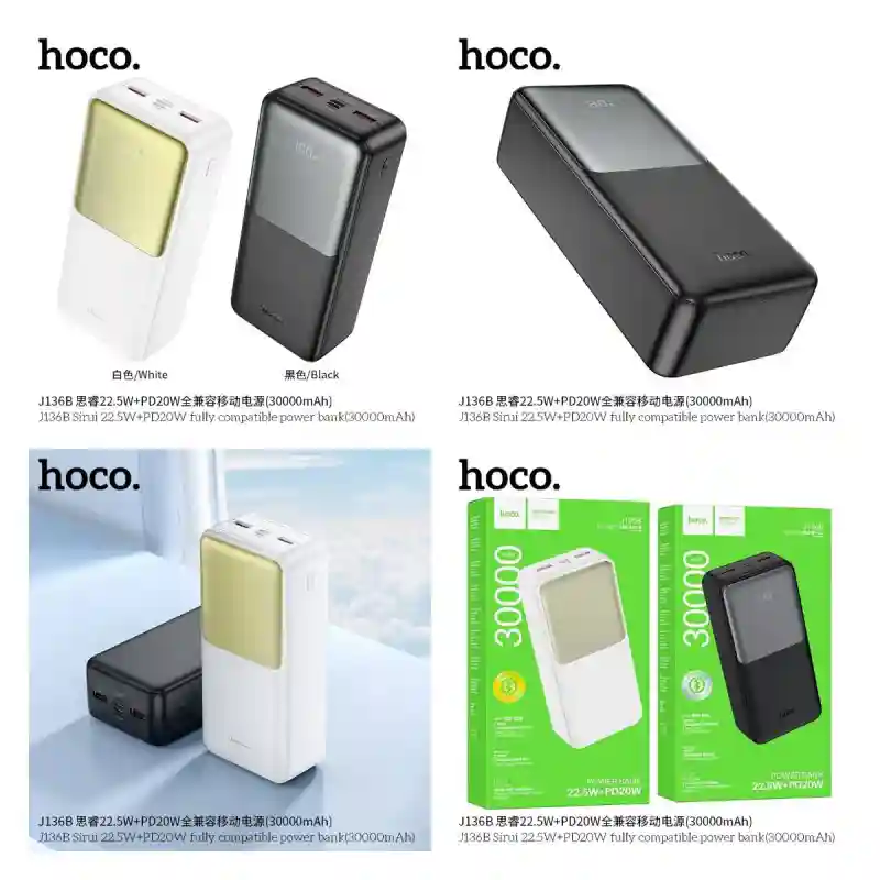 Миниатюрный внешний аккумулятор Hoco Q49 Peak (10000mAh) со встроенными кабелями