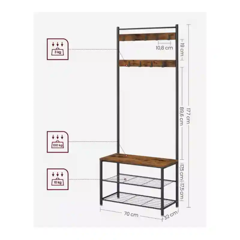 Вешалка в прихожую с обувницей и скамьей