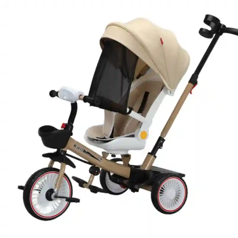 18127 Велоколяска MLX-507 (бежевая) — Бежевая с козырьком