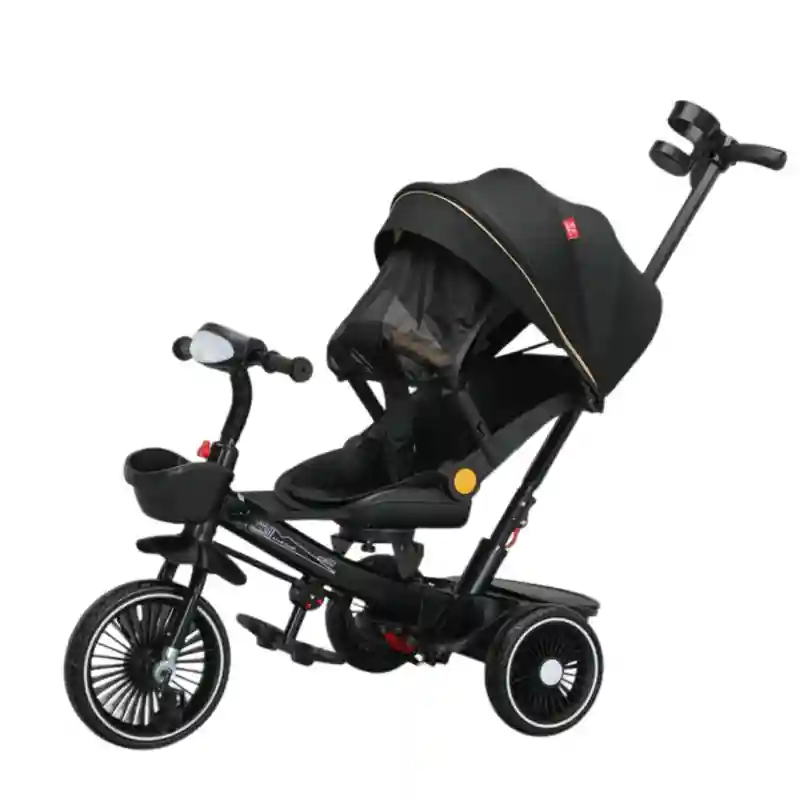 18129 Велоколяска MLX-507 (чёрная) — Чёрная с козырьком