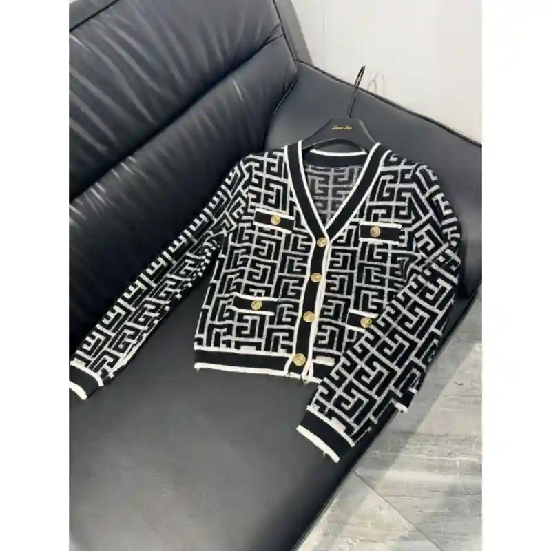 18442 Классные кардиганы Чёрный с белым узором Размер 44