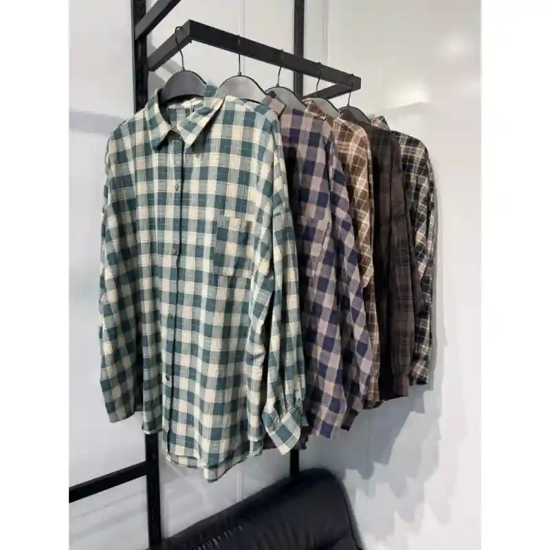 21382 Стильная рубашка Светло-коричневая клетка 44