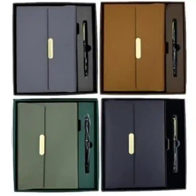 Подарочный набор: блокнот + ручка (зелёный, металлическая вставка) 23669