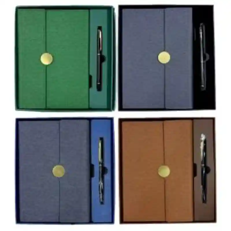 Подарочный набор: блокнот + ручка (синий, круглая застёжка) 23673