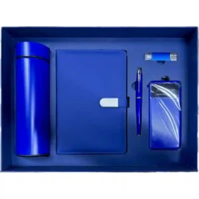 Подарочный набор (синий, блокнот+термос+аксессуары) 23696