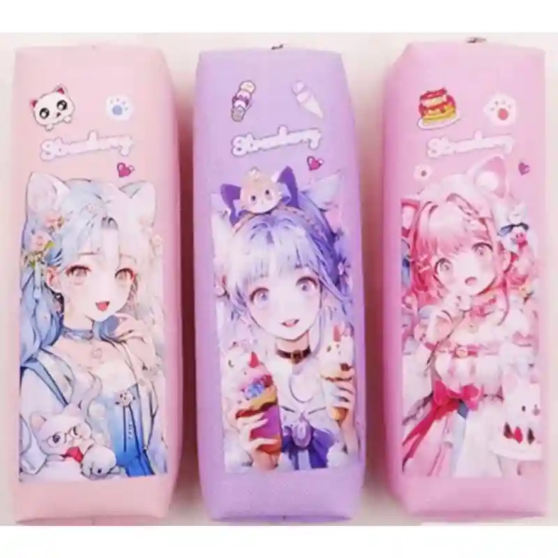 Пенал Strawberry, розовый с девушкой 23862