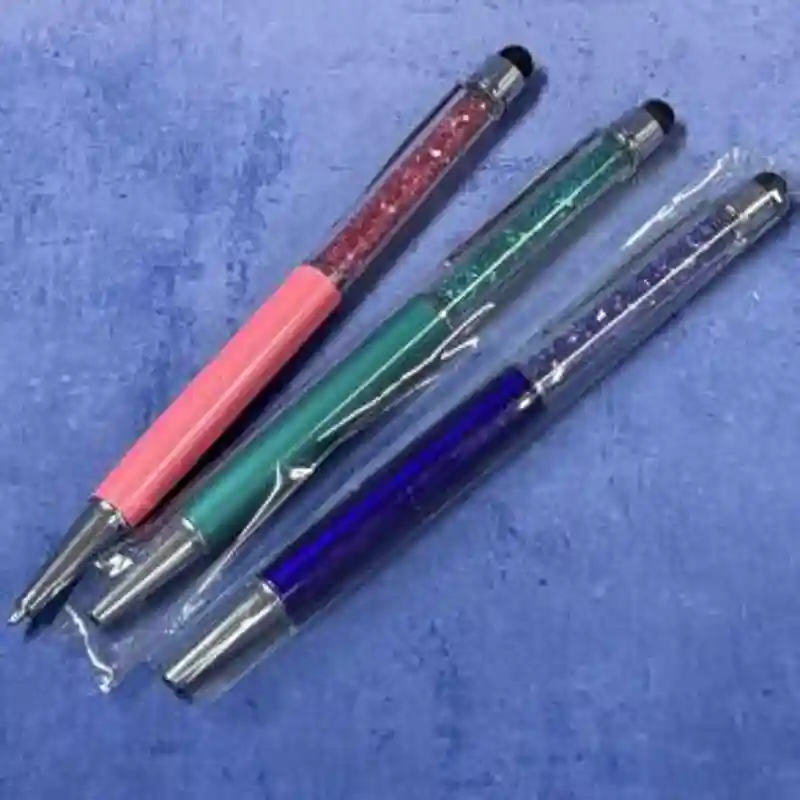 Ручка шариковая с кристаллами и стилусом 24006