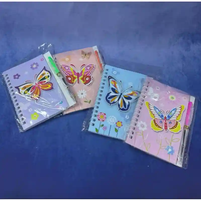 Блокнот с ручкой (Бабочка, голубой) 24035