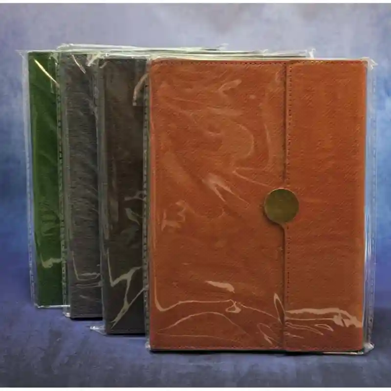 Блокнот кожзам серый с круглой застёжкой 26056