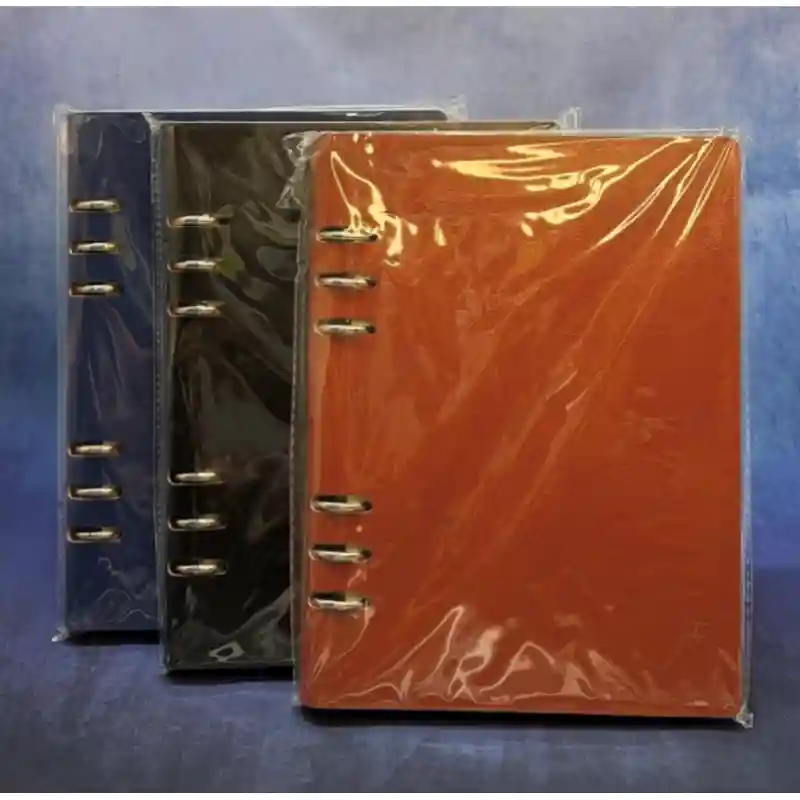 Блокнот кожзам с кольцами чёрный 26077