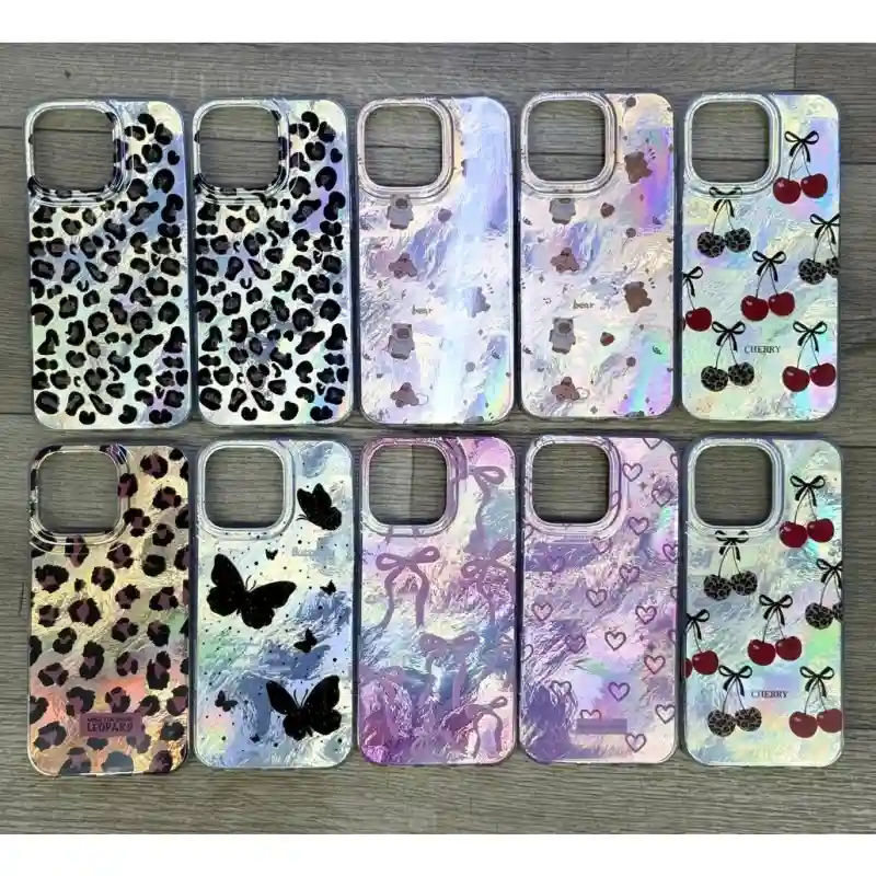 Чехол Леопард блестящий (серо-синий) IP16PRMAX