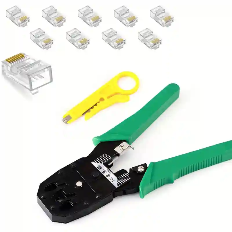 Набор для обжима сетевого кабеля RJ45 (кримпер + коннекторы)