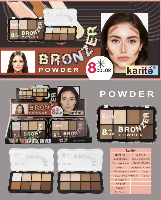 Палетка бронзеров Karité Bronzer Powder, 8 оттенков