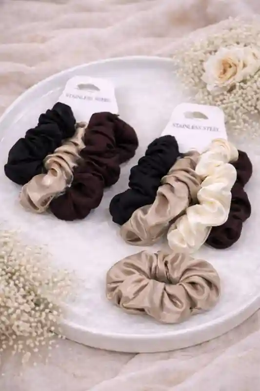107beauty резинка зажим 3 шт, черный, бежевый, коричневый