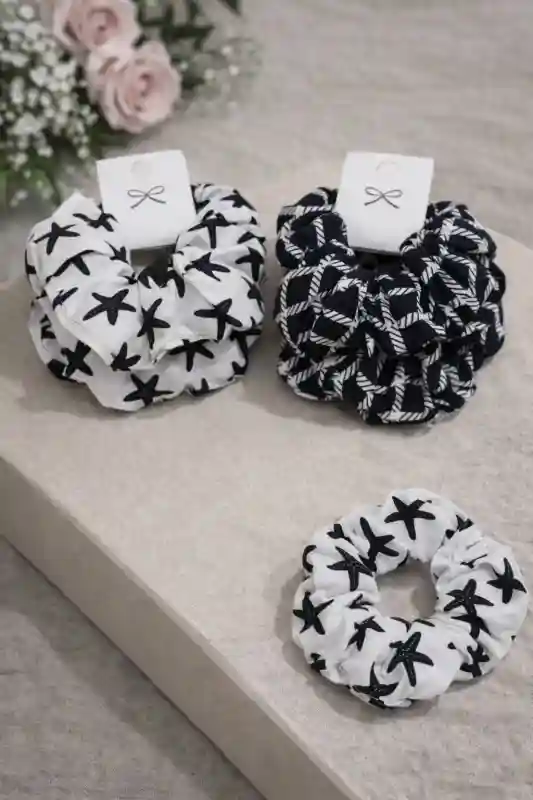 107beauty резинка зажим 3 шт, черно-белый